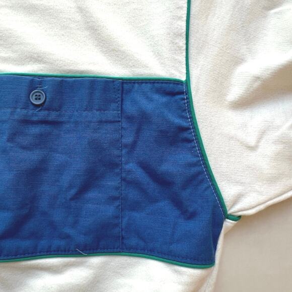 Vintage Jantzen Striped USA Made Short Sleeve V Neck Sweatshirt Pullover White L - Picture 4 of 6